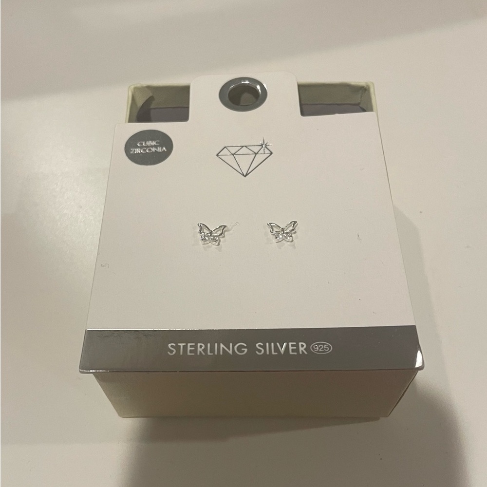 Lovisa sterling silver earrings. Stud butterflies with gems.